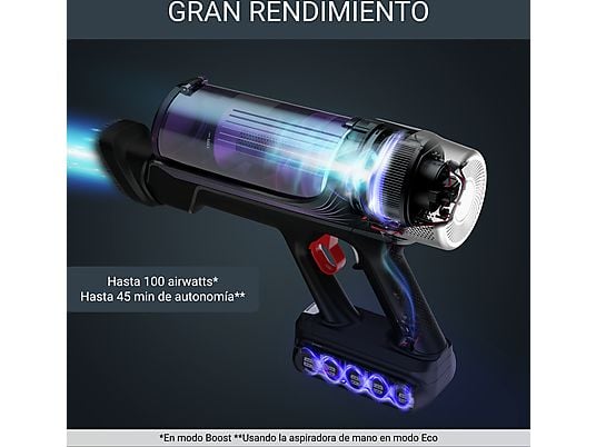 Aspirador escoba - Rowenta RH2039WO X-Force Flex 9.60 Allergy, 200 W, 0.4 L, 45 min, Tecnol. Ciclónica, 3 modos, Multisuperficie, Ultraligera, Púrpura