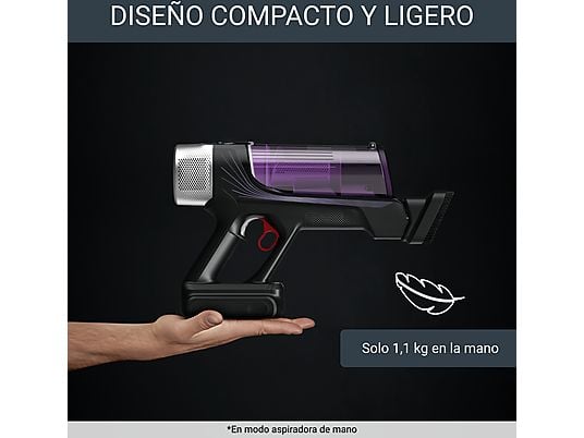 Aspirador escoba - Rowenta RH2039WO X-Force Flex 9.60 Allergy, 200 W, 0.4 L, 45 min, Tecnol. Ciclónica, 3 modos, Multisuperficie, Ultraligera, Púrpura