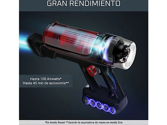 Aspirador escoba - Rowenta RH2079 X-Force Flex 9.60 Animal Care, 200 W, 0.4 L, 45 min, Tecno.Ciclónica, 3 modos, Ultraligera, Especial Mascotas, Roja