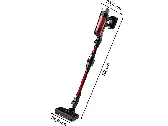Aspirador escoba - Rowenta RH2079 X-Force Flex 9.60 Animal Care, 200 W, 0.4 L, 45 min, Tecno.Ciclónica, 3 modos, Ultraligera, Especial Mascotas, Roja