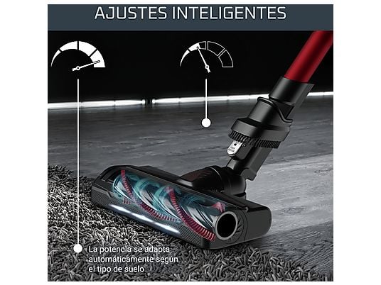 Aspirador escoba - Rowenta RH2079 X-Force Flex 9.60 Animal Care, 200 W, 0.4 L, 45 min, Tecno.Ciclónica, 3 modos, Ultraligera, Especial Mascotas, Roja