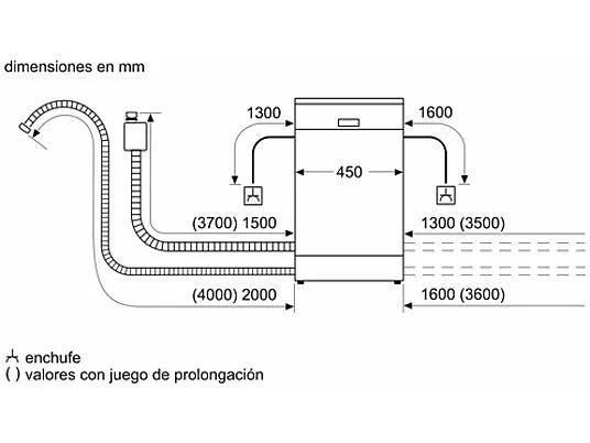 Lavavajillas integrable - Balay 3VT4031NA, 10 servicios, 4 programas, 44.8 cm, Home Connect, Infolight, Sin panelar