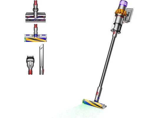 Aspirador escoba - Dyson V15 Detect™ Absolute, Potencia succión 240 AW, 60 min, Inteligente y Potente, 3 Modos, Tecnología Láser, Sensor Suciedad