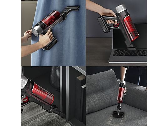 Aspirador escoba - Rowenta RH2079 X-Force Flex 9.60 Animal Care, 200 W, 0.4 L, 45 min, Tecno.Ciclónica, 3 modos, Ultraligera, Especial Mascotas, Roja