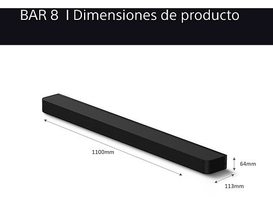 Barra de sonido - Sony BRAVIA Theatre Bar 8, Dolby Atmos, 11 altavoces, WiFi, Bluetooth, 360 Spatial Sound Mapping, 495W, Apple Airplay, HTA8000