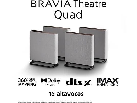 Barra de sonido - Sony BRAVIA Theatre Quad, Home cinema, 4 altavoces, 16 canales, Dolby Atmos, WiFi, Bluetooth, 360 Spatial Sound Mapping, HTA9M2