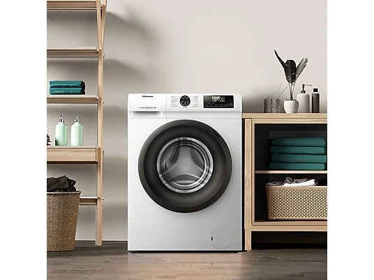 Lavadora carga frontal - Hisense WF1Q8041BW, 8 kg, 1400 Rpm, Función Vapor, Eficiencia A-20%, Blanco