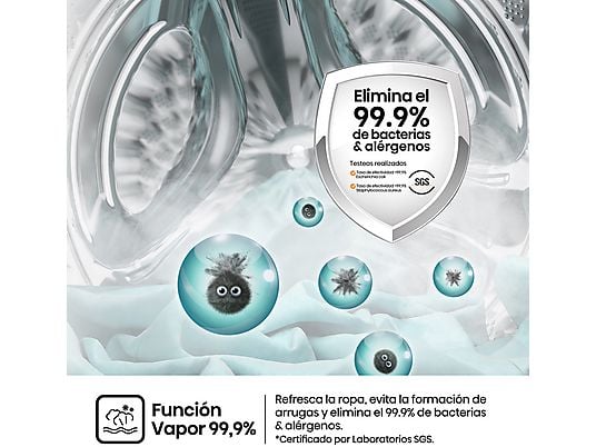 Lavadora carga frontal - Hisense WF1Q8041BW, 8 kg, 1400 Rpm, Función Vapor, Eficiencia A-20%, Blanco