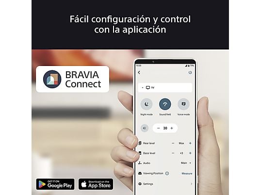 Barra de sonido - Sony BRAVIA Theatre Bar 6 (HTB600), 3.1.2 envolventes con subwoofer, Altavoces ascendentes, Dolby Atmos, DTS:X, Voice Zoom 3 con IA