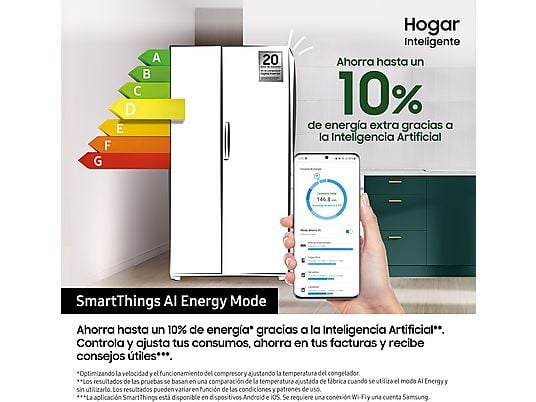 Samsung Bespoke AI American Fridge 640L - Water Ice Dispenser No Frost