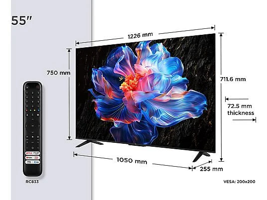 TV LED 55 - TCL 55P6K, UHD 4K, HDR, AiPQ, Google TV, Dolby Atmos, Negro