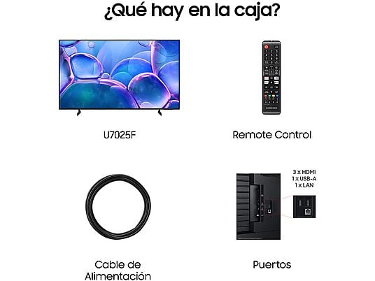 TV LED 55 - Samsung TU55U7025FKXXC, UHD 4K, Procesador Crystal 4K, Smart TV, Negro