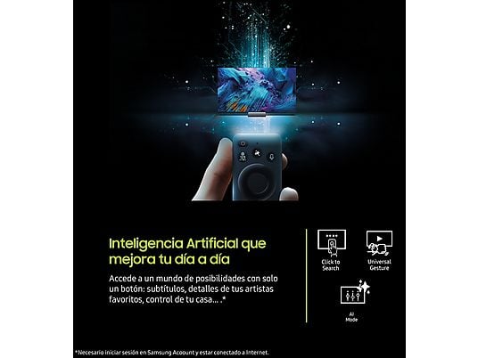 TV QLED 55 - Samsung TQ55Q7FAAUXXC, QLED 4K, Q4 AI Processor, Smart TV, Full AI, Negro