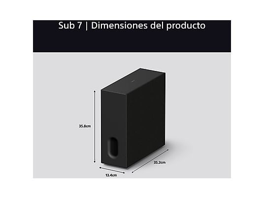 Subwoofer - Sony BRAVIA Theatre Sub 7, 100 W, Inalámbrico, Graves profundos, Fácil configuración/control, Compacto, Diseño de 2 posiciones, SW7, Negro