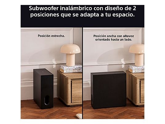 Subwoofer - Sony BRAVIA Theatre Sub 7, 100 W, Inalámbrico, Graves profundos, Fácil configuración/control, Compacto, Diseño de 2 posiciones, SW7, Negro