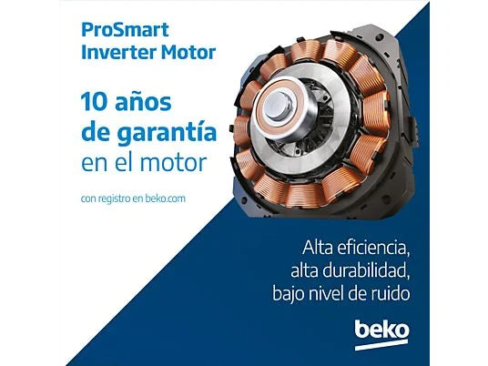 Lavadora carga frontal - Beko Energy Spin VBM3WFT39413WA, 9 kg, 1400 rpm, 15 programas, Motor ProSmart Inverter, Blanco