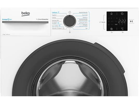 Lavadora carga frontal - Beko Energy Spin VBM3WFT39413WA, 9 kg, 1400 rpm, 15 programas, Motor ProSmart Inverter, Blanco