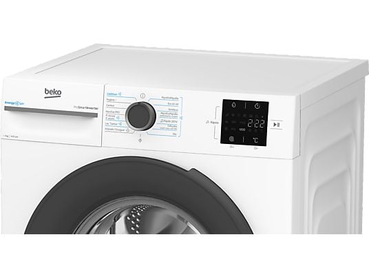 Lavadora carga frontal - Beko Energy Spin VBM3WFT39413WA, 9 kg, 1400 rpm, 15 programas, Motor ProSmart Inverter, Blanco