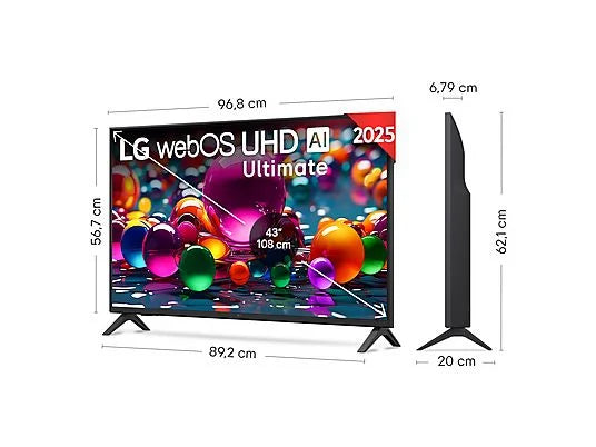 TV LED 43 - LG 43UA75006LA, UHD 4K, Procesador Inteligente α7 AI Processor 4K Gen8, Smart TV, DVB-T2 (H.265), Charcoal Black