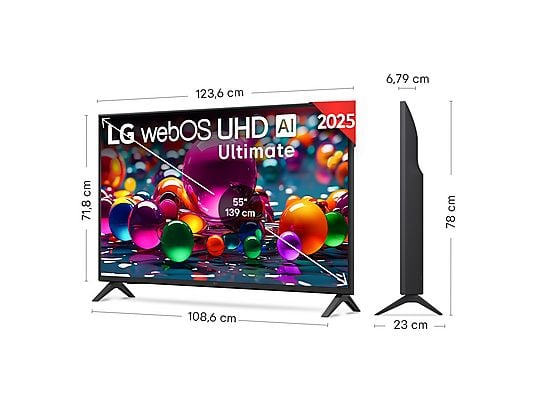 TV LED 55 - LG 55UA75006LA, UHD 4K, Procesador Inteligente α7 AI Processor 4K Gen8, Smart TV, DVB-T2 (H.265), Charcoal Black