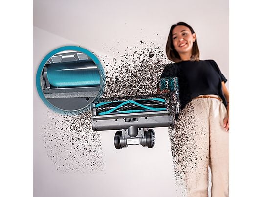 Aspirador escoba - Cecotececotec Conga Rockstar P50, 265 W, 50 min Autonomía, Filtro HEPA, Succión de 80 AW, Negro/Azul