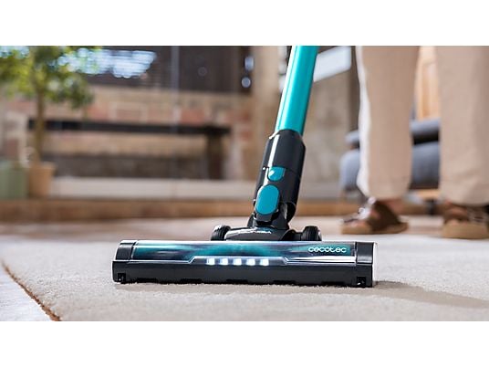Aspirador escoba - Cecotececotec Conga Rockstar P50, 265 W, 50 min Autonomía, Filtro HEPA, Succión de 80 AW, Negro/Azul