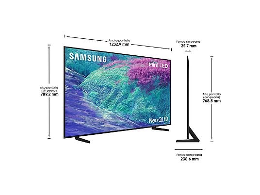 TV Neo QLED 55 - Samsung TQ55QN1EFAUXXC, UHD Mini Led 4K, NQ4 AI Gen2 Processor, Smart TV, Full AI, Negro
