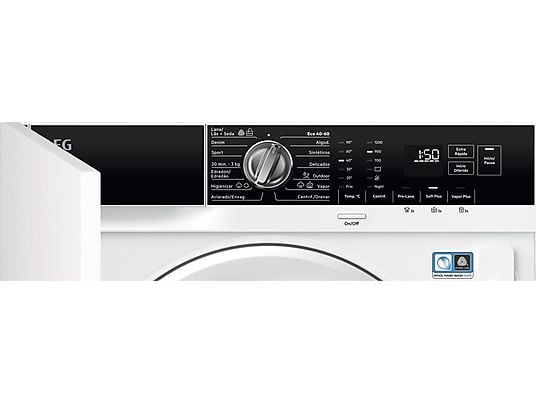 Lavadora integrable - AEG LFN7G8434F, 8 kg, 1400 rpm, Tecnología ProSense, Función Vapor, Sin panelar
