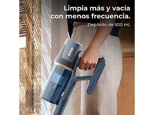 Aspirador escoba - Cecotec Conga Rockstar RS70 Pet Flex, 500 W, 65 min Autonomía, Sin Bolsa, Cepillo para Animales, Negro/Dorado