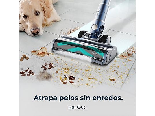 Aspirador escoba - Cecotec Conga Rockstar RS70 Pet Flex, 500 W, 65 min Autonomía, Sin Bolsa, Cepillo para Animales, Negro/Dorado