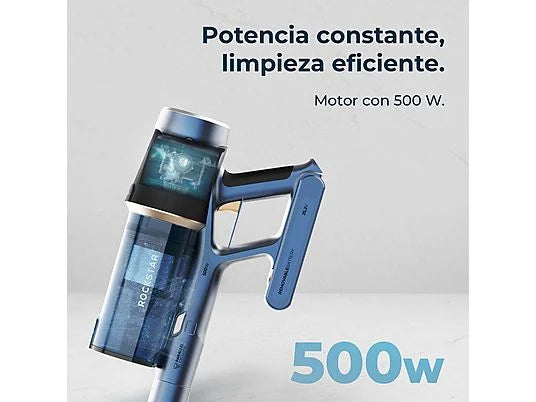 Aspirador escoba - Cecotec Conga Rockstar RS70 Pet Flex, 500 W, 65 min Autonomía, Sin Bolsa, Cepillo para Animales, Negro/Dorado