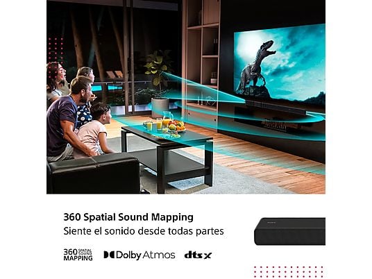 Barra de sonido - Sony HT-A3000, 3.1 Canales, Dolby Atmos, Bluetooth, Wifi, Subwoofer integrado, 250 W, Alexa, Google Home, Negro
