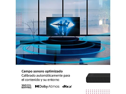 Barra de sonido - Sony HT-A3000, 3.1 Canales, Dolby Atmos, Bluetooth, Wifi, Subwoofer integrado, 250 W, Alexa, Google Home, Negro