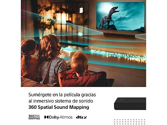 Barra de sonido - Sony HT-A3000, 3.1 Canales, Dolby Atmos, Bluetooth, Wifi, Subwoofer integrado, 250 W, Alexa, Google Home, Negro