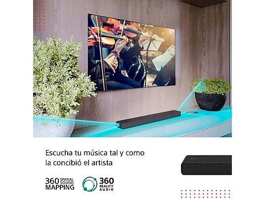 Barra de sonido - Sony HT-A3000, 3.1 Canales, Dolby Atmos, Bluetooth, Wifi, Subwoofer integrado, 250 W, Alexa, Google Home, Negro