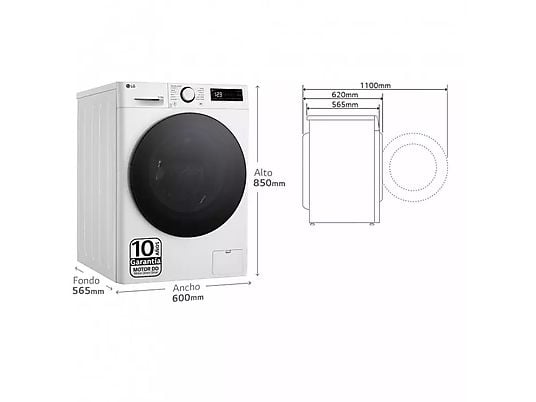 Lavadora secadora - LG AI Direct Drive Turbowash 360, 11 kg + 6 kg, Blanco