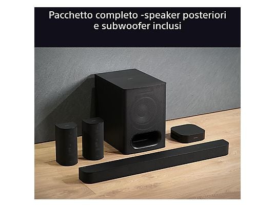 Barra de sonido - SONY HTS60.CEL, Bluetooth, Subwoofer Inalámbrico, 1000 W, Negro