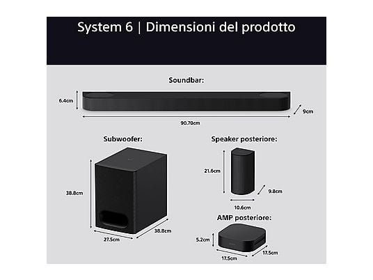 Barra de sonido - SONY HTS60.CEL, Bluetooth, Subwoofer Inalámbrico, 1000 W, Negro